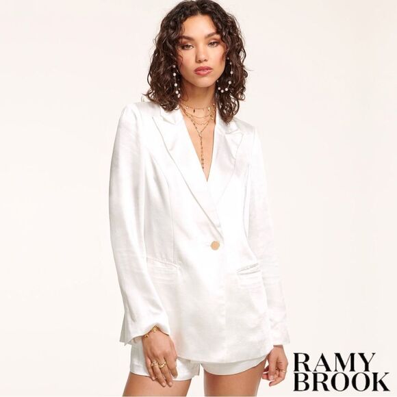 Ramy Brook **NWT** Dina Silk Blazer Jacket in Ivory - Picture 3 of 9